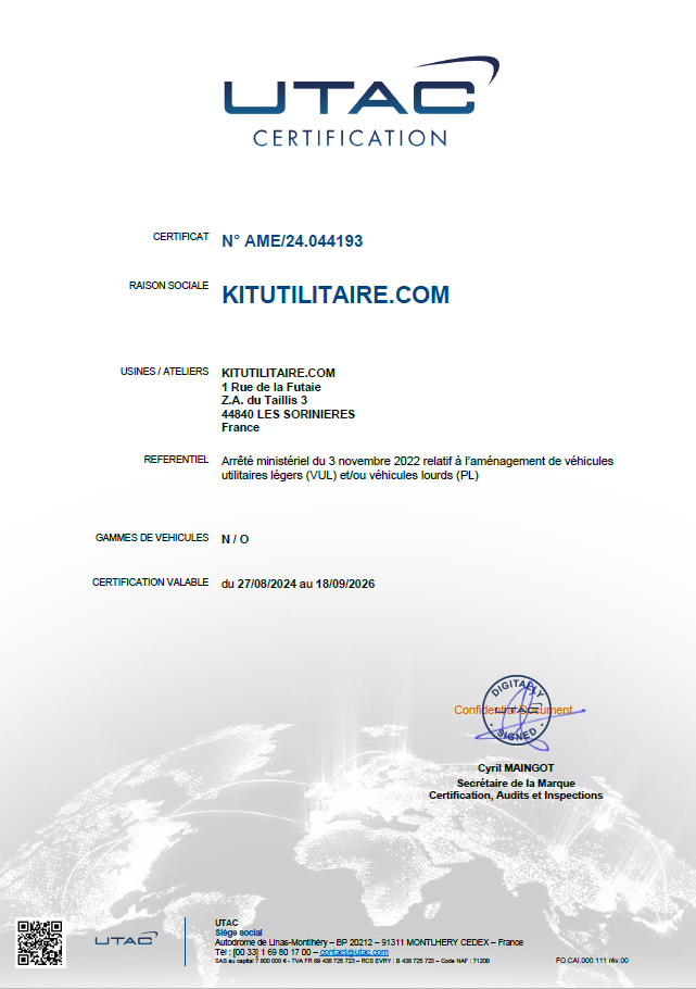 Attestation certification Opérateur Qualifié Aménageur